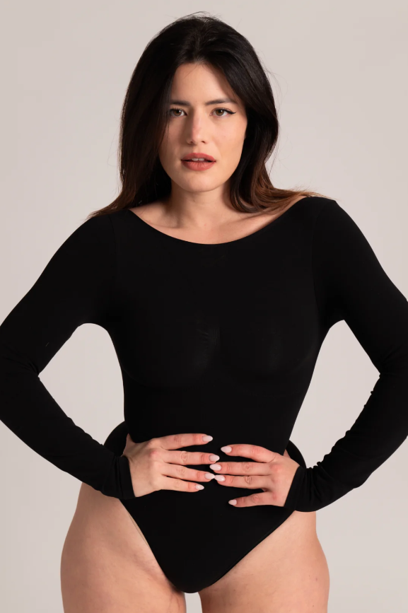 Body Modelador Manga Larga - Espalda descubierta