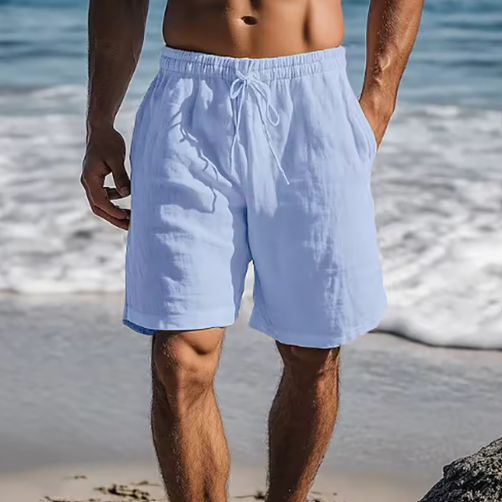 Shorts Casuales de Algodón y Lino