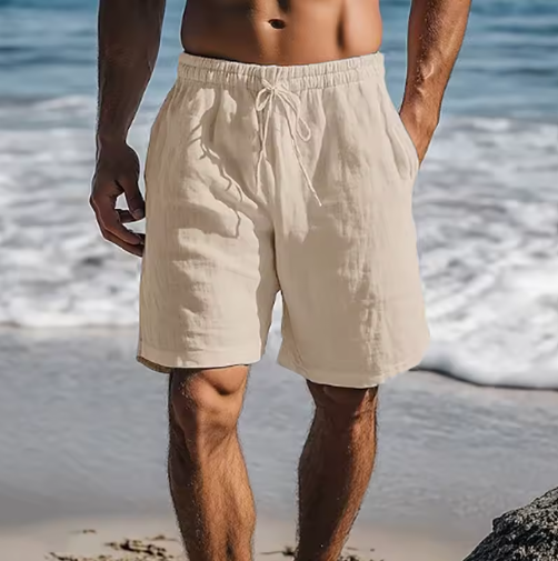 Shorts Casuales de Algodón y Lino