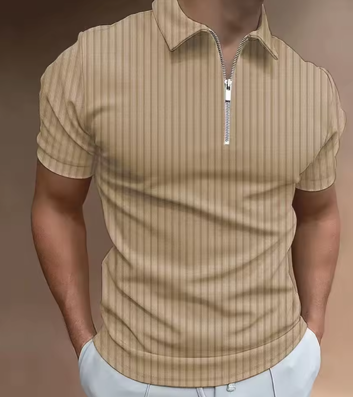 Polo Acanalado con Cremallera