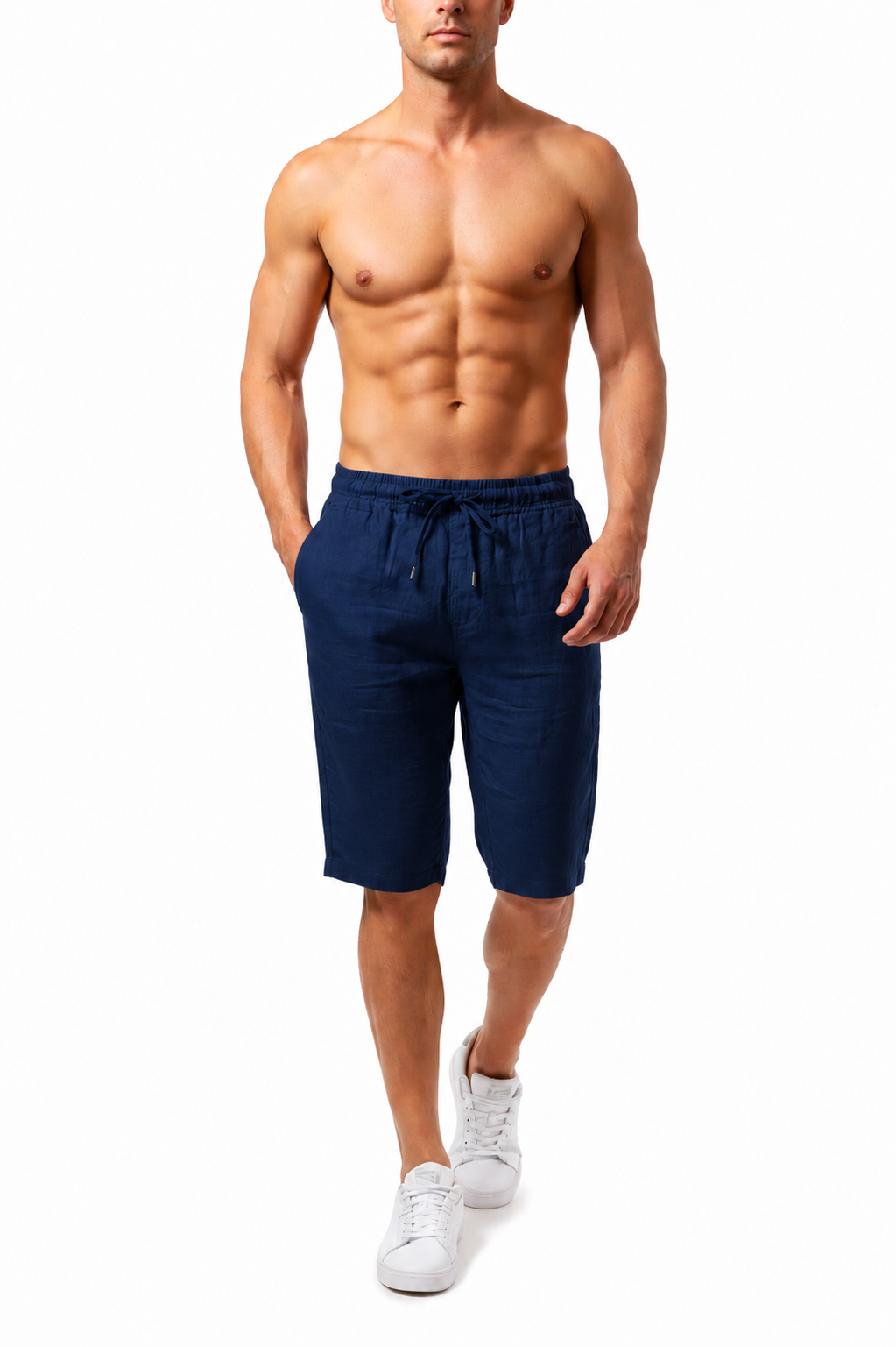 Shorts Bermuda Casual de Algodón y Lino