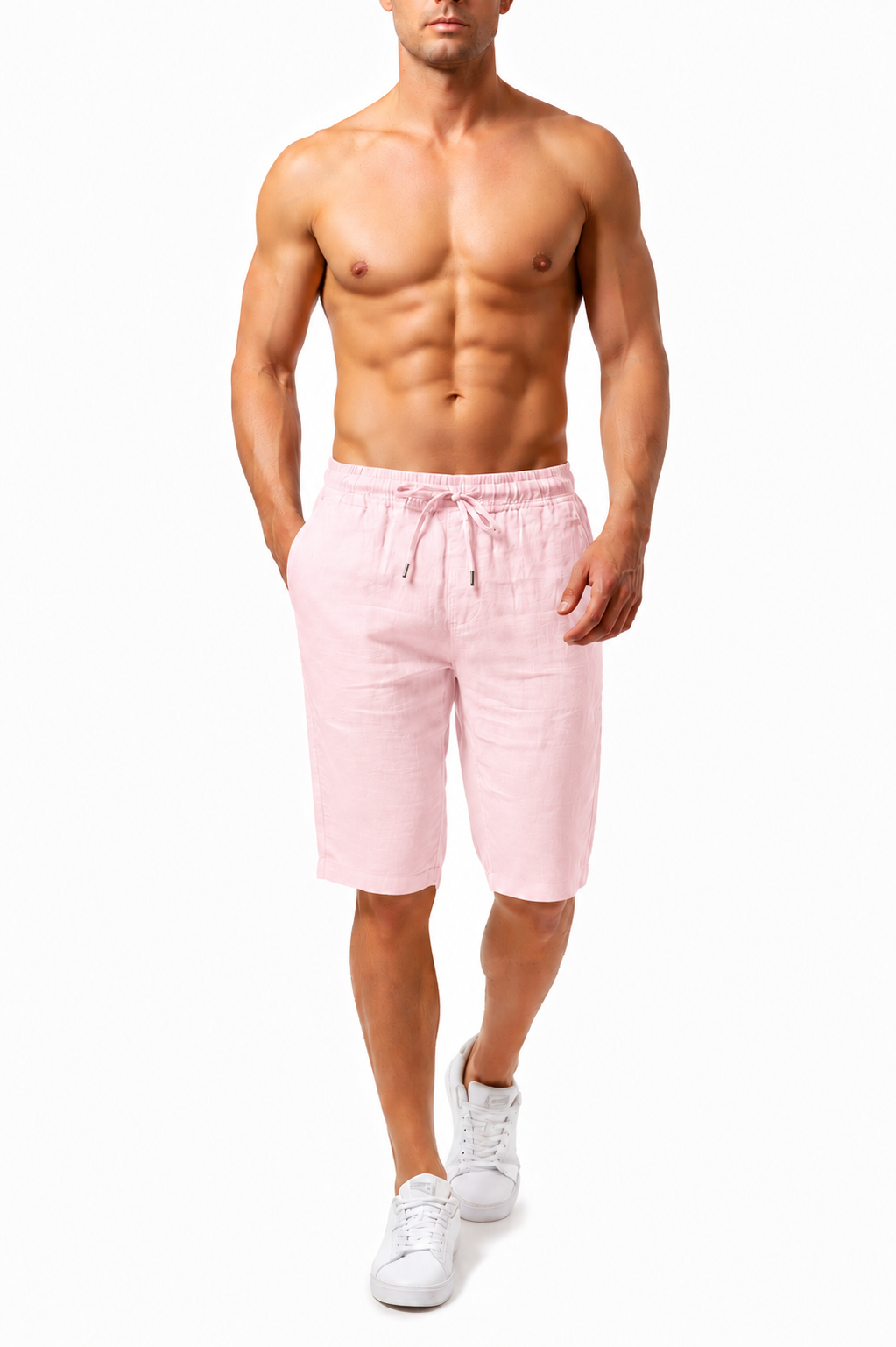 Shorts Bermuda Casual de Algodón y Lino