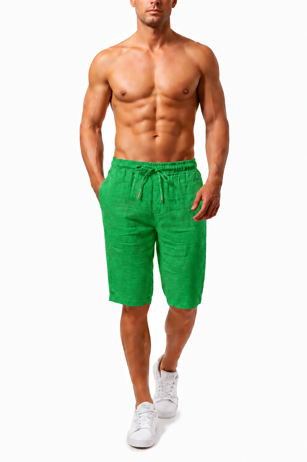 Shorts Bermuda Casual de Algodón y Lino