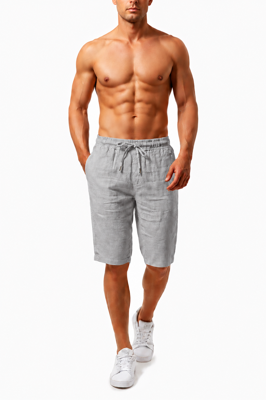 Shorts Bermuda Casual de Algodón y Lino