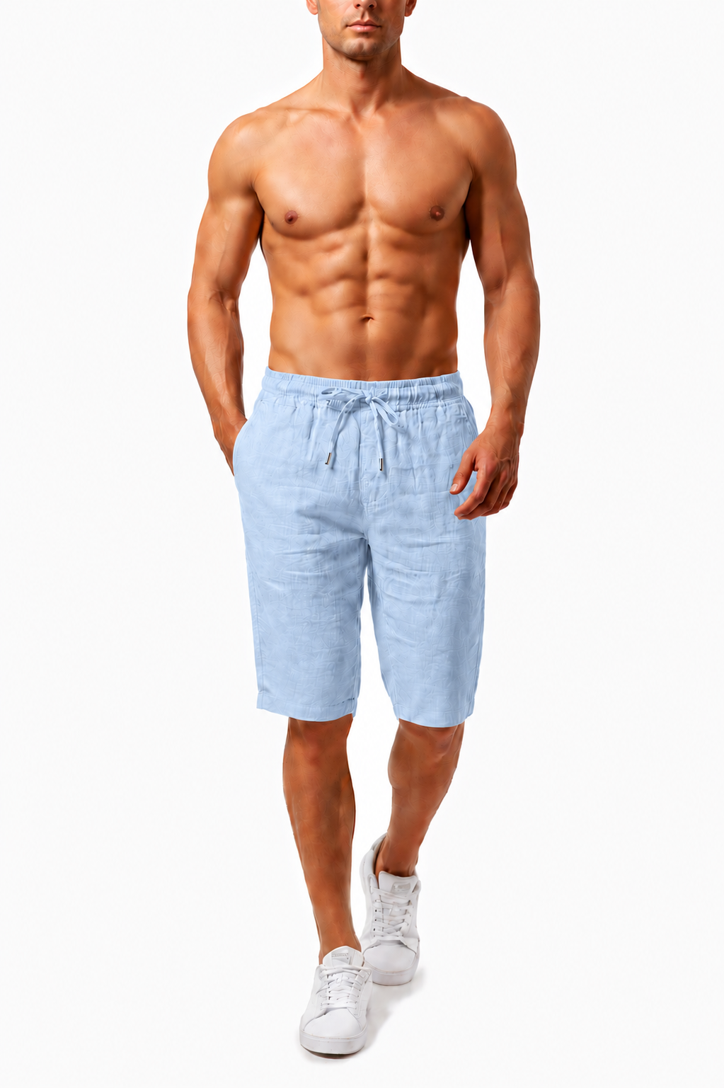 Shorts Bermuda Casual de Algodón y Lino