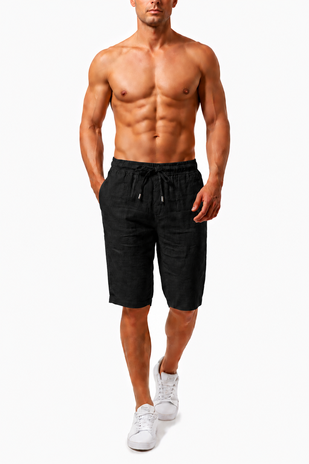 Shorts Bermuda Casual de Algodón y Lino