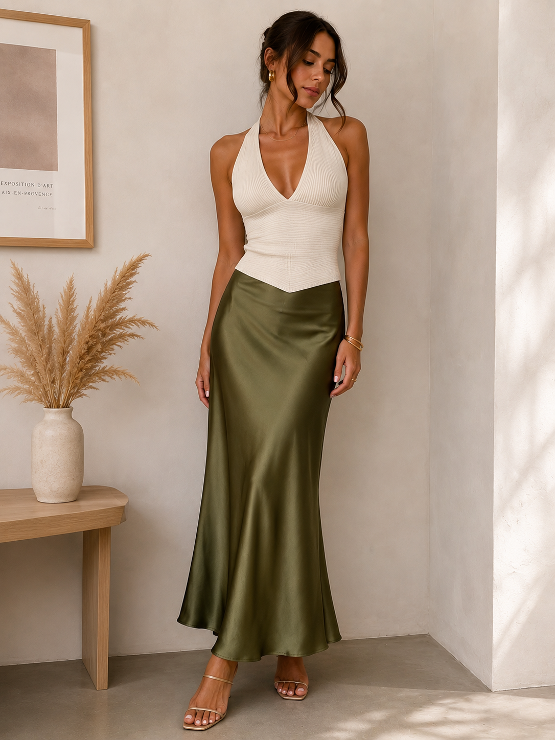 Falda Satinada Elegance de Cintura Alta