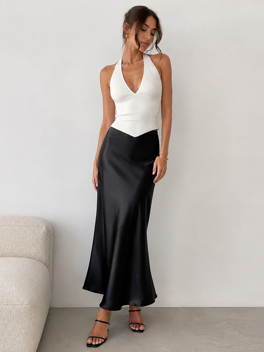Falda Satinada Elegance de Cintura Alta