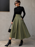 Falda Larga Elegante de Cintura Alta con Lazo
