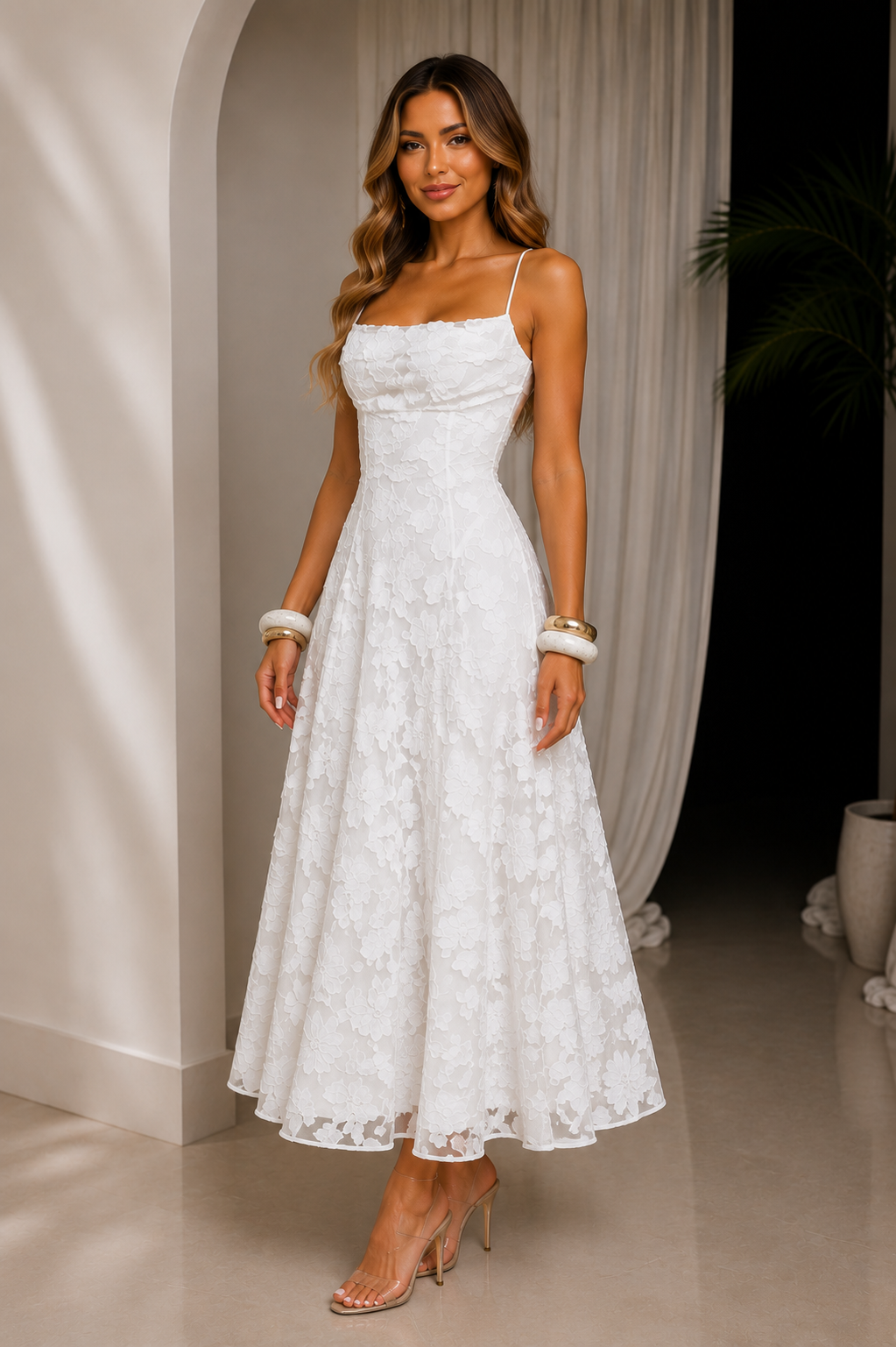 Vestido Maxi Jacquard de Tirantes