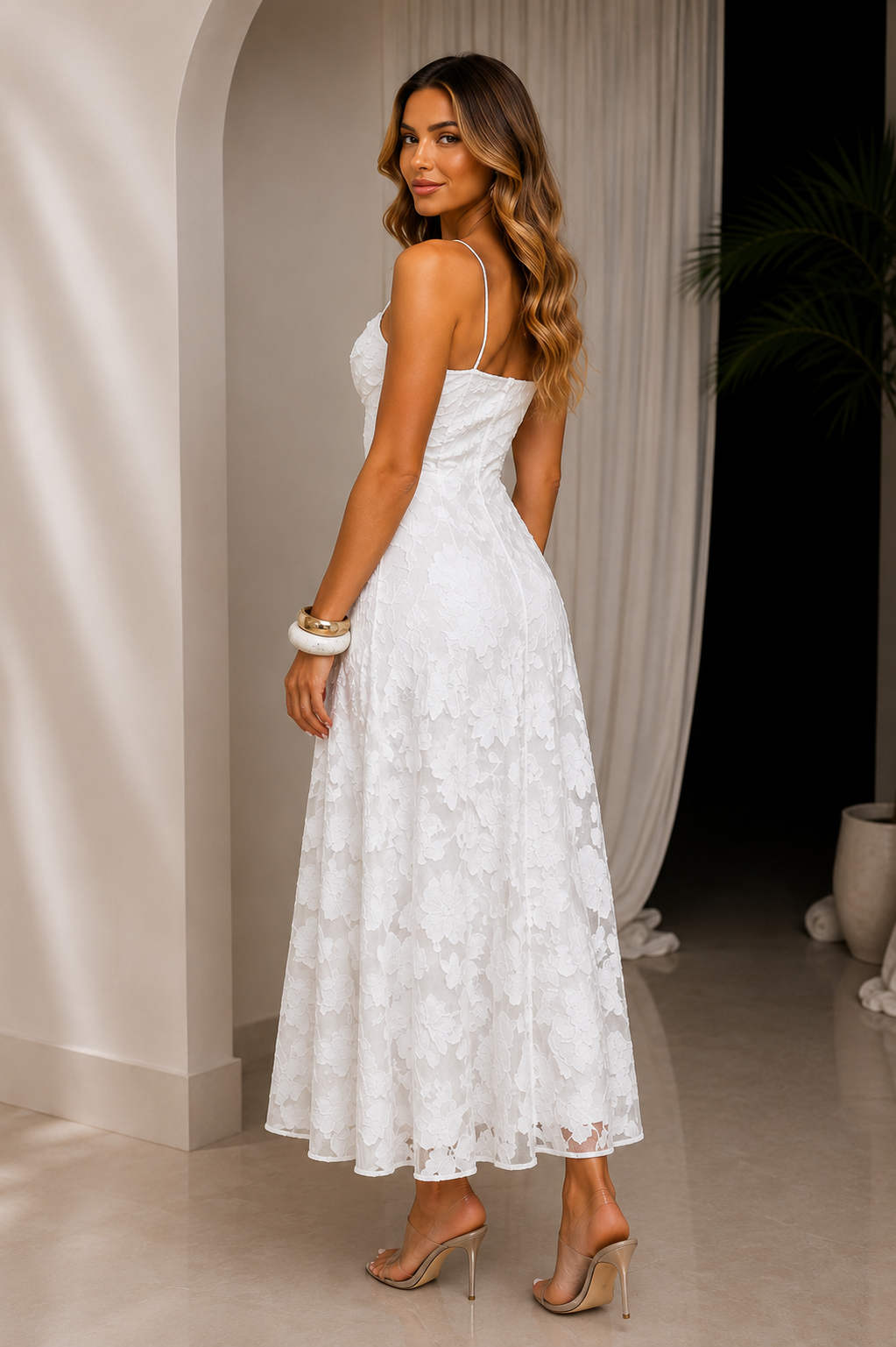 Vestido Maxi Jacquard de Tirantes