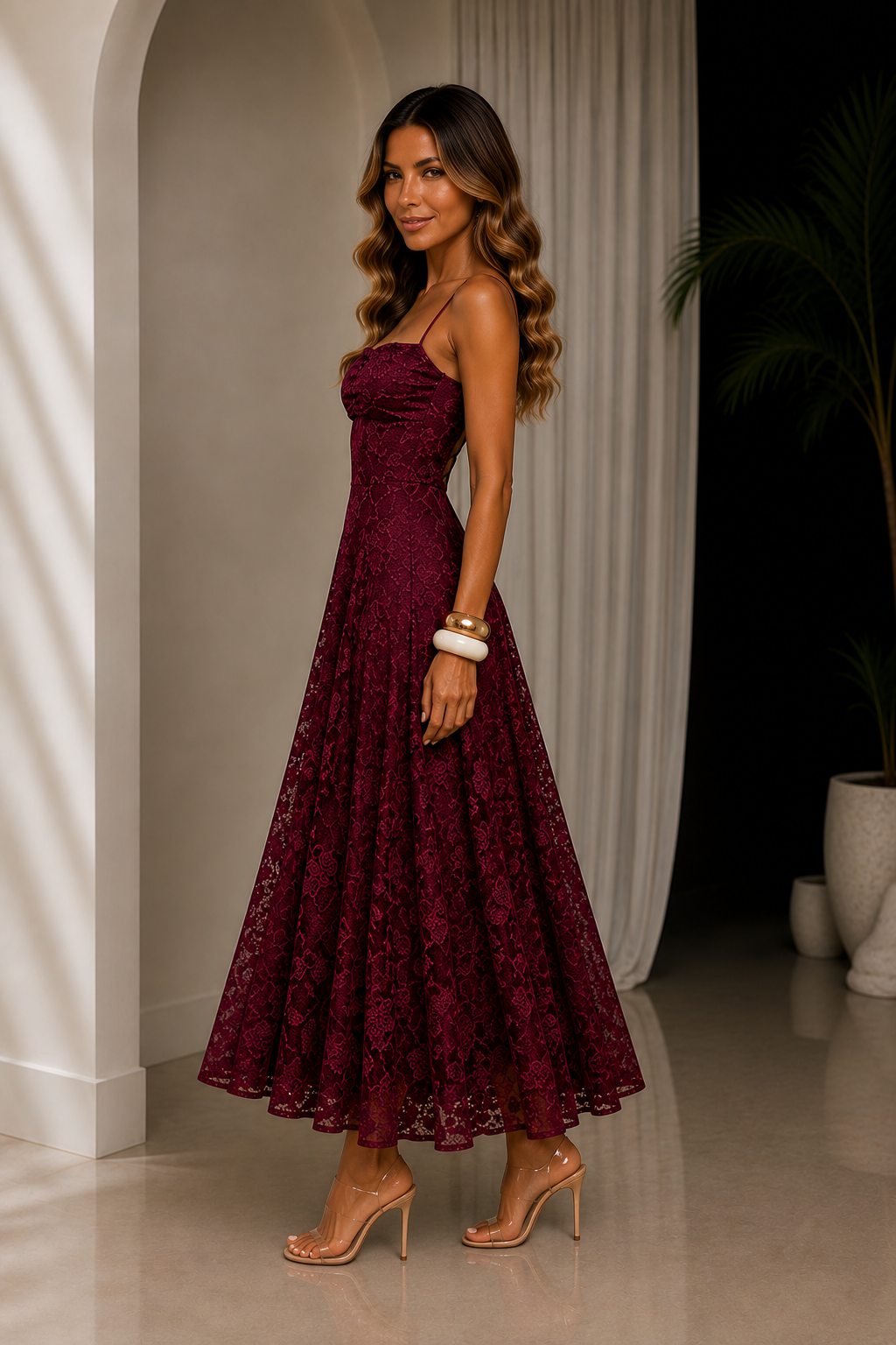 Vestido Maxi Jacquard de Tirantes