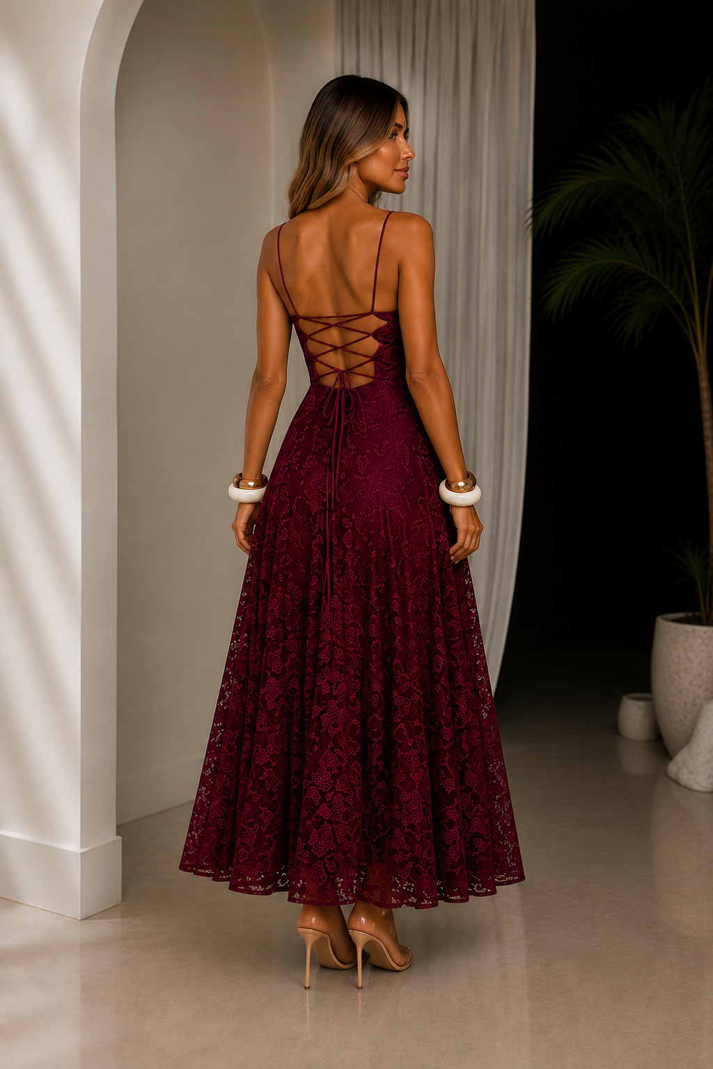 Vestido Maxi Jacquard de Tirantes