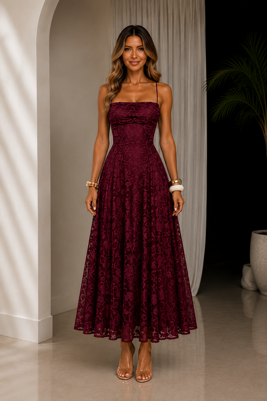 Vestido Maxi Jacquard de Tirantes