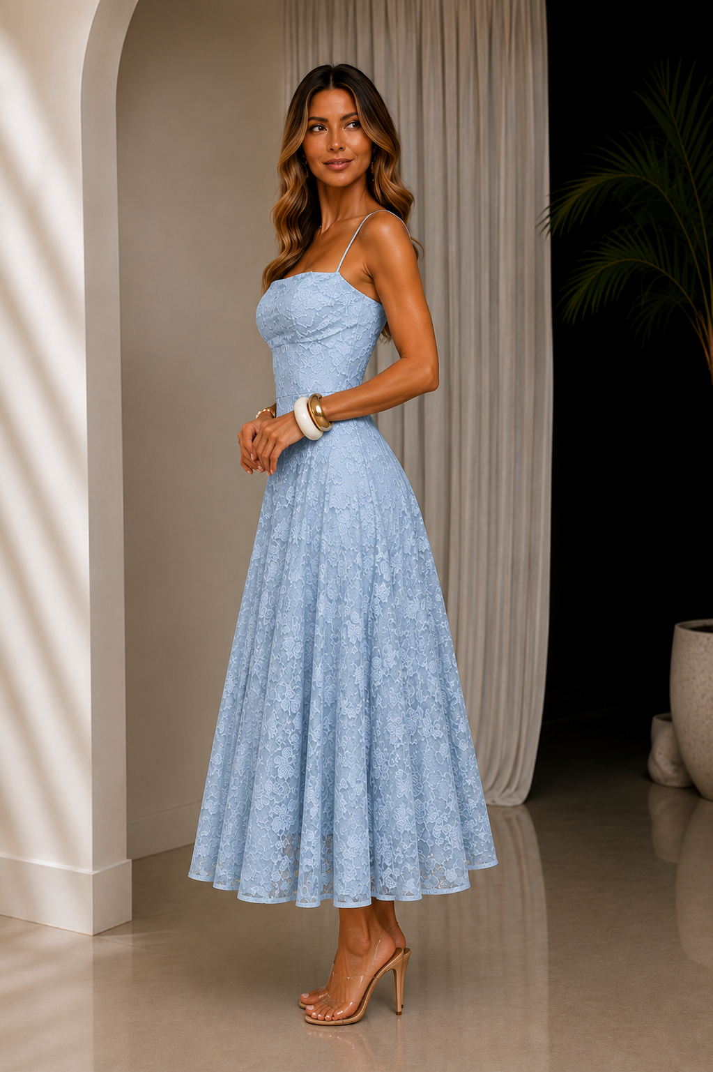 Vestido Maxi Jacquard de Tirantes