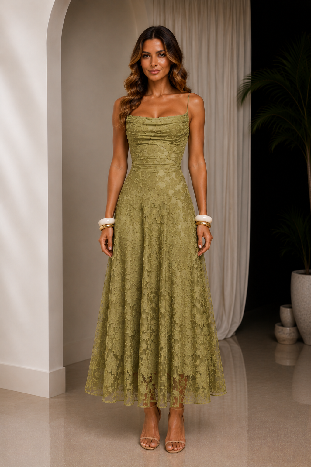Vestido Maxi Jacquard de Tirantes