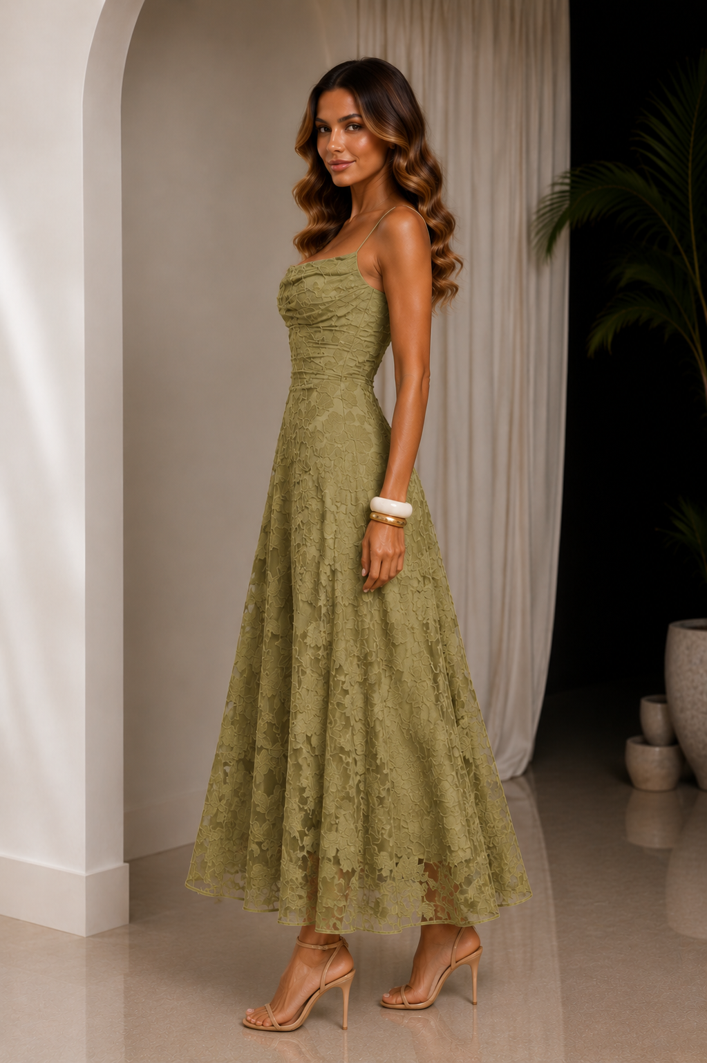 Vestido Maxi Jacquard de Tirantes
