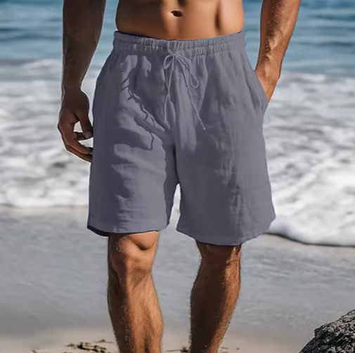 Shorts Casuales de Algodón y Lino
