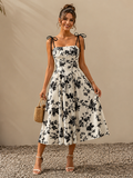 Vestido Maxi Floral con Tirantes de Lazo