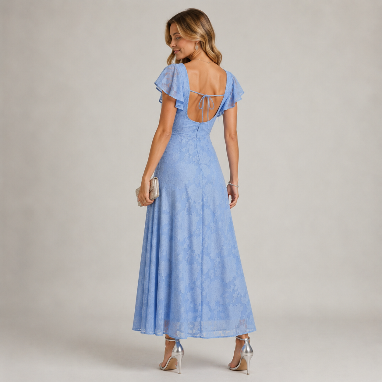 Vestido Midi Floral con Escote Cuadrado