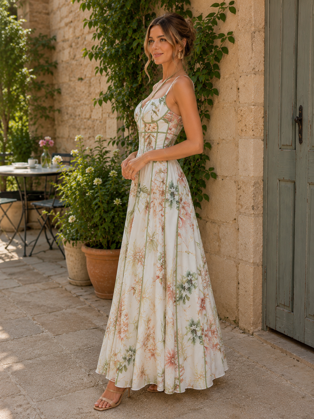 Vestido Floral Halter Corte A